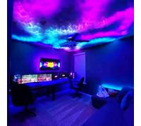aweiyouxiang Luz de Noche Gigante con Nube 3D, Luces LED de Nubes para Techo Esponjoso, lámpara de Nube de truenos RGB, Luces de Noche, luz de Ambiente de Halloween para Sala de Juegos,5m