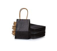 AWELL Bolsa de papel negro de tamaño mini con asa para recuerdos de fiesta, 6 x 4.5 x 2.5 pulgadas, para boda, cumpleaños, baby shower, bolsa reciclada, paquete de 24