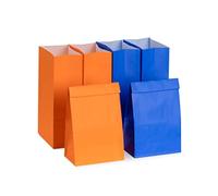 AWELL Bolsa de papel pequeña envuelta para regalos de fiesta, 23,6 x 12,7 x 7,6 cm, para graduación, cumpleaños, bolsa reciclada, naranja y azul real, 20 unidades