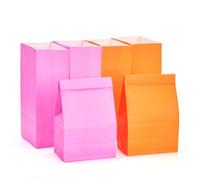 AWELL Bolsa pequeña de regalo de fiesta, color rosa intenso y naranja, bolsas de bocadillos envueltas en papel, 9.3 x 4 x 3 pulgadas, para cumpleaños, graduación, verano, fiesta de verano, bolsa