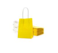 AWELL Pequeña bolsa de papel amarilla con asa, bolsa reciclada de 6 x 4.5 x 2.5 pulgadas para boda, cumpleaños, baby shower, verano, fiesta temática tropical, paquete de 24