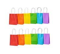 AWELL Pequeña bolsa de papel arcoíris con asa, bolsa de recuerdo de fiesta de orgullo de 6 x 4.5 x 2.5 pulgadas para boda, cumpleaños, bolsa reciclada, rojo, naranja, amarillo, verde, azul, lavanda,