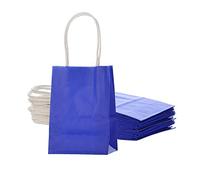 AWELL Pequeña bolsa de papel azul con asa de 6 x 4.5 x 2.5 pulgadas para boda, cumpleaños, baby shower, bolsa reciclada, paquete de 24