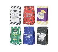 AWELL Pequeña bolsa de papel para recuerdos de fiesta, bolsas de bocadillos envueltas en felicitaciones, 4.7 x 3 x 9 pulgadas para bolsa de graduación, 24 unidades
