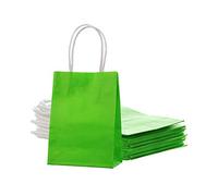 AWELL Pequeña bolsa de papel verde con asa, bolsa reciclada de 6 x 4.5 x 2.5 pulgadas para el día de San Patricio, boda, cumpleaños, paquete de 24