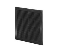 Awenta Cubierta de rejilla de ventilación de plástico de 300 x 300 mm, color negro con red de mosquitos, cubiertas de agujeros de tornillo para un mejor aspecto