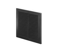Awenta Cubierta de rejilla de ventilación de plástico de 200 x 200 mm, color negro con red de mosquitos, cubiertas de agujeros de tornillo para un mejor aspecto