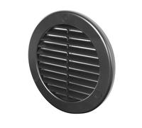 Awenta Rejilla de ventilación de plástico 100 mm 4 pulgadas, negra con rejilla antiinsectos, cubiertas de orificios de tornillos para una mejor apariencia