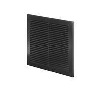 Awenta Rejilla de ventilación de plástico negro de 250 x 250 mm con malla de pantalla, rejilla de ventilación de pared para el hogar, cocina, baño, fácil de instalar, ventilación HVAC apta para