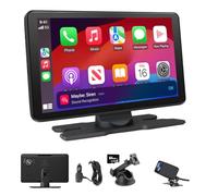 AWESAFE 9”Pantalla de Coche CarPlay/Android Auto/MirrorLink Inalámbrico, Reproductor de Pantalla Tactíl Admite 4K Dash CAM/Cámara de Trasera/Bluetooth/USB/SD/FM/Control por Voz