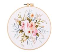 Awesocrafts Kit de bordado, flores letra U, gama completa de kits de inicio de bordado para principiantes, adultos y niños, punto de cruz, hecho a mano, patrones fáciles (letra U)