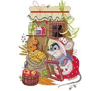 Awesocrafts Kit de costura de punto de cruz, estampado de cosecha, fácil patrones, punto de cruz, bordado, suministros (cosecha)