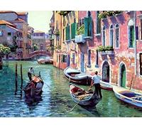 Awesocrafts Kit de pintura numérica, Canal de Venecia, Italia para paisajes por número 40,6 x 50,8 cm, para adultos y niños (Venecia)