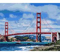 Awesocrafts Kit de pintura por números, San Francisco Golden Gate Bridge pintura numérica para adultos y niños, 40,6 x 50,8 cm enmarcado o no (puente, sin marco)