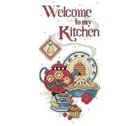 Awesocrafts Kit de punto de cruz con estampado de bandera de puerta Welcome to My Kitchen Easy Patterns Cross Stitch Bordado Kit de costura Suministros