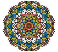 Awesocrafts Kit de punto de cruz con estampado de flores de mandala azul, patrones fáciles, punto de cruz, bordado, suministros de costura (Mandala #1)