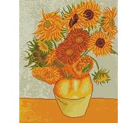 Awesocrafts Kit de punto de cruz con estampado de girasoles, patrones fáciles, punto de cruz, bordado, suministros