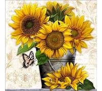 Awesocrafts Kit de punto de cruz con estampado de girasoles y mariposas, girasoles y girasoles, patrones fáciles, punto de cruz, kit de costura de bordado (girasoles)