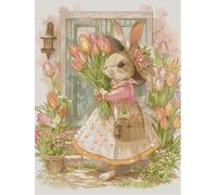 Awesocrafts Kit de punto de cruz con estampado de Peter Rabbit Easy Patterns para punto de cruz, kit de costura de bordado, suministros de 14 quilates, 2 hebras