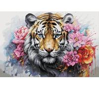 Awesocrafts Kit de punto de cruz, diseño de tigre y animales, patrones fáciles, punto de cruz, bordado, costura, suministros de 14 quilates, 2 hebras
