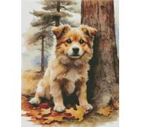 Awesocrafts Kit estampado de punto de cruz para perro, patrones fáciles, punto de cruz, bordado, kit de costura