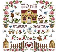 Awesocrafts Kits de punto de cruz Estampados Sweet Home Patrones fáciles de punto de cruz Bordado Costura Kit Suministros (Casa)