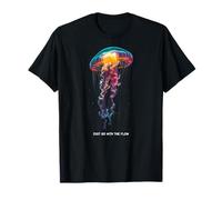 Awesome Cute Underwater Fish Sea Just Go with Flow Jellyfish Camiseta