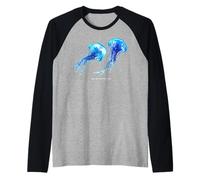 Awesome Cute Underwater Fish Sea Just Go with Flow Jellyfish Camiseta Manga Raglan