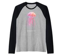 Awesome Cute Underwater Fish Sea Just Go with Flow Jellyfish Camiseta Manga Raglan
