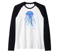 Awesome Cute Underwater Fish Sea Just Go with Flow Jellyfish Camiseta Manga Raglan