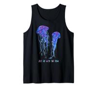 Awesome Cute Underwater Fish Sea Just Go with Flow Jellyfish Camiseta sin Mangas