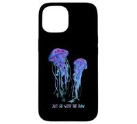 Awesome Cute Underwater Fish Sea Just Go with Flow Jellyfish Carcasa para iPhone 15