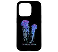 Awesome Cute Underwater Fish Sea Just Go with Flow Jellyfish Carcasa para iPhone 15 Pro
