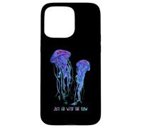 Awesome Cute Underwater Fish Sea Just Go with Flow Jellyfish Carcasa para iPhone 15 Pro MAX