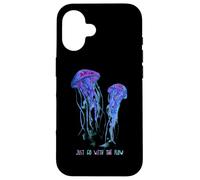 Awesome Cute Underwater Fish Sea Just Go with Flow Jellyfish Carcasa para iPhone 16