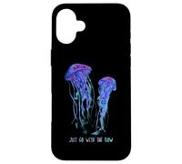 Awesome Cute Underwater Fish Sea Just Go with Flow Jellyfish Carcasa para iPhone 16 Plus