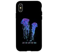 Awesome Cute Underwater Fish Sea Just Go with Flow Jellyfish Carcasa para iPhone X/XS