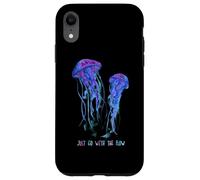 Awesome Cute Underwater Fish Sea Just Go with Flow Jellyfish Carcasa para iPhone XR