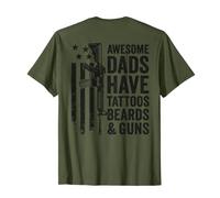 Awesome Dads Have Tattoos Beards & Guns - Dad Mens (en la parte trasera) Camiseta