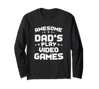 Awesome Dads Play Video Games Fathers Day Gamer Dad Father Manga Larga