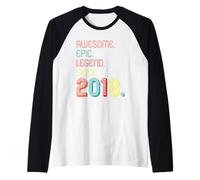 Awesome Epic Legend Since 2018 8 Years Old 8th Birthday Camiseta Manga Raglan