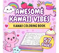 Awesome Kawaii Vibes Coloring Book: 57 Pages of Cute Kawaii Characters, Sweet Everyday Scenes and Fun Easy Designs for Relaxation, Creativity and Stress Relief
