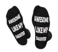 AWESOME LIKE MY DAUGHTER - Calcetines Hombre Para Papa Divertidos - Personalizados Originales Dibujos Estampados Graciosos Frikis Colores Arte Algodon - Regalos Broma DíA Del Padre CumpleañOs Navidad