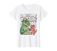 Awesome Like My Daughter Dinosaurio T-Rex Papá Día del Padre Camiseta gráfica económica, Mujer, Blanco, L