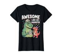Awesome Like My Daughter Dinosaurio T-Rex Papá Día del Padre Camiseta gráfica económica, Mujer, Negro, XL