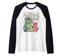 Awesome Like My Daughter Dinosaurio T-Rex Papá Día del Padre Camiseta Manga Raglan