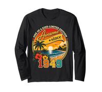 Awesome Since 1949 Vintage Beach Tropical 77th Birthday Manga Larga