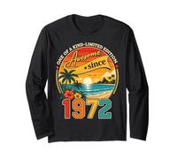 Awesome Since 1972 Vintage Beach Tropical 54th Birthday Manga Larga