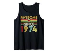 Awesome Since 1974 Classic Year Birth of Birthday Vintage Camiseta sin Mangas