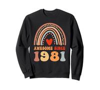Awesome Since 1981 45th Birthday Boho Rainbow 45 Years Old Sudadera